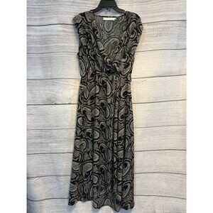 Bishop + Young Black Paisley Midi Dress Size L